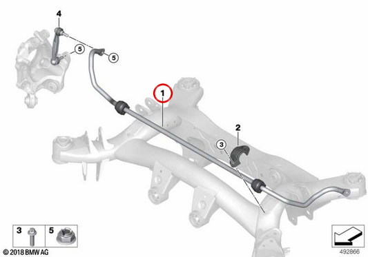 Link da barra oscilante traseira OEM 33505A0AED8 para BMW G26. BMW genuíno.