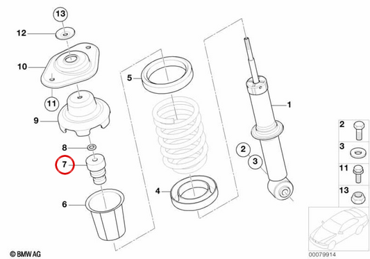 Ammortizzatore posteriore aggiuntivo OEM 33506763137 per MINI R52, R53. MINI originale.