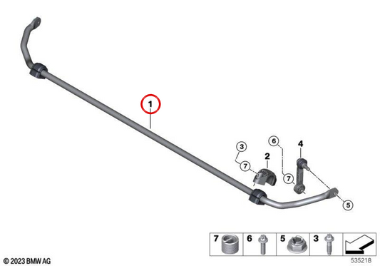 Barre de stabilisation arrière OEM 33506892716 pour BMW U11, U10. BMW d'origine.