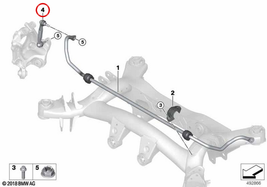 Bieleta di sospensione posteriore sinistra 33506895143 per BMW G26. BMW originale.