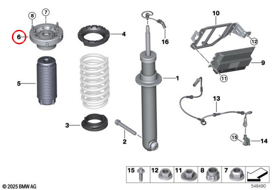 Izquierdo Suspension Support 33507856965 for BMW F91, F92. Original BMW.
