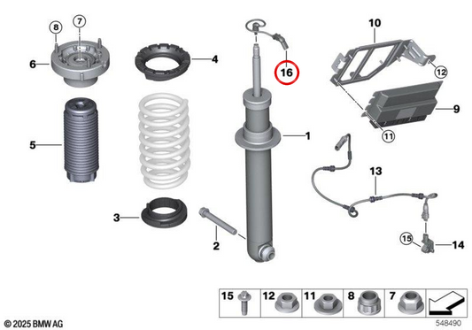 Cabo adaptador EDC traseiro OEM 33508089612 para BMW F91, F92. BMW genuíno.