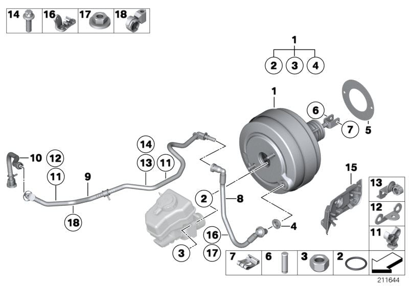 Tubo de vacío OEM 11667556193 para BMW E90, E91, E92, E93, E60, E61, E63, E64. Pieza original BMW.