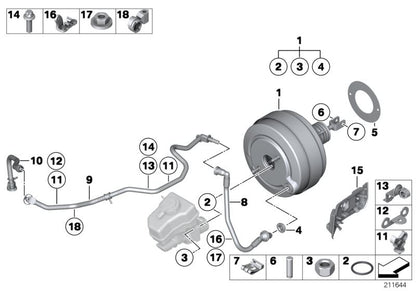 Tubo de vacío OEM 11667556193 para BMW E90, E91, E92, E93, E60, E61, E63, E64. Pieza original BMW.