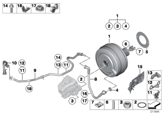 Tubo de vacío OEM 11667556193 para BMW E90, E91, E92, E93, E60, E61, E63, E64. Pieza original BMW.