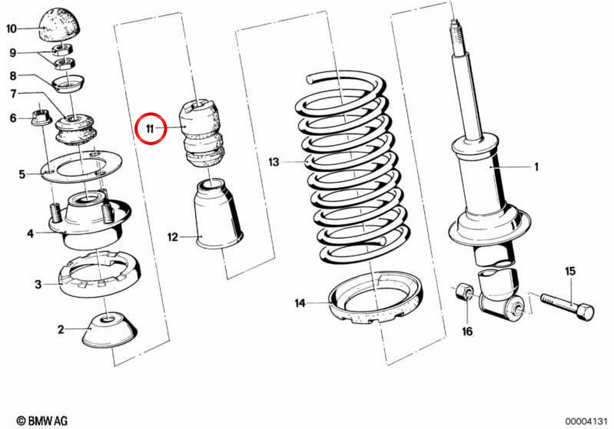 OEM Shock Shock Amorber 3352111761 per BMW E12, E28, E24. BMW originale.