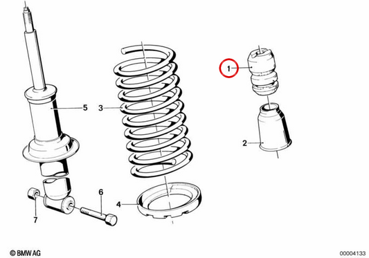 Amortiguador de suspensión trasera OEM 33521122117 para BMW E24. Original BMW.