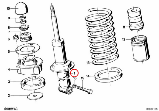 Assorbitore di ammortizzatore posteriore OEM 33521133519 per BMW E24. BMW originale.