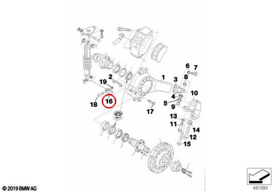 Soporte de amortiguador trasero OEM 33522271764 para BMW E36. Original BMW.