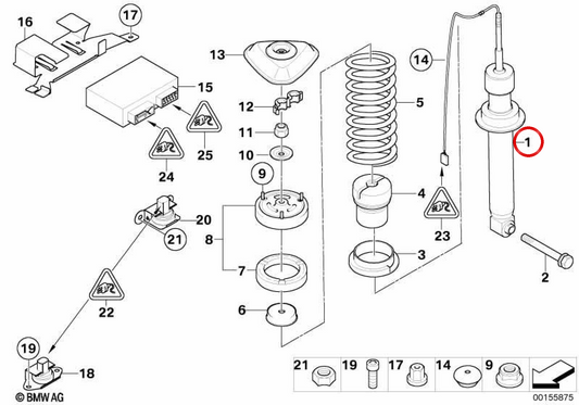 Absorbeur à amortisseur arrière OEM 3352283993 pour BMW E63, E64. BMW d'origine.