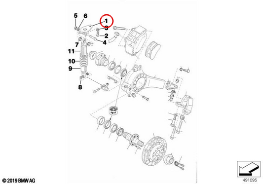 SUPPORT SUPPORT OM 3352483653 FOR BMW E81, E82, E87, E88, E90, E91, E92, E93. Original BMW.