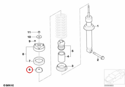 OEM 33526758283 Supporto a molla posteriore per BMW E60, E61, E63, E64, E65, E66. BMW originale.