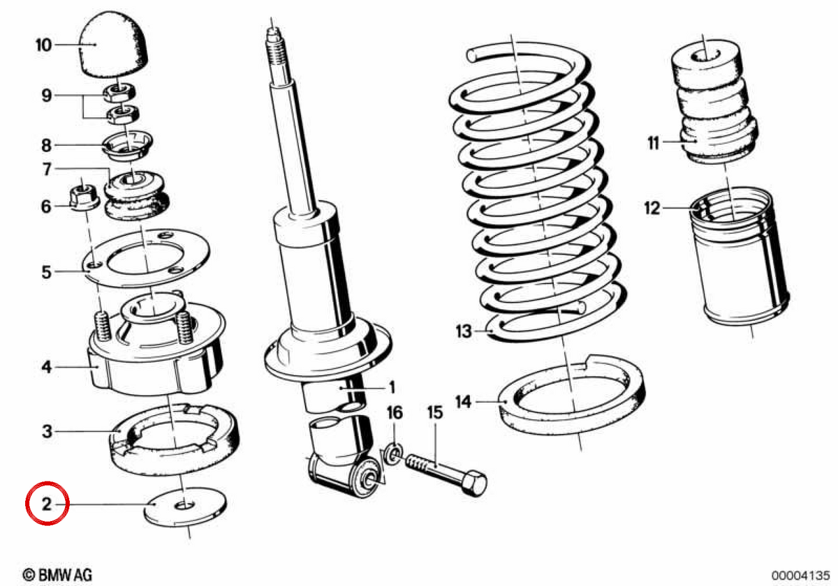 OEM 33526762325 Heck -Stoßdämpfer zu BMW E36, E46, E28, E24, E83, Z1, E85, E86, E89, E52. Original BMW.