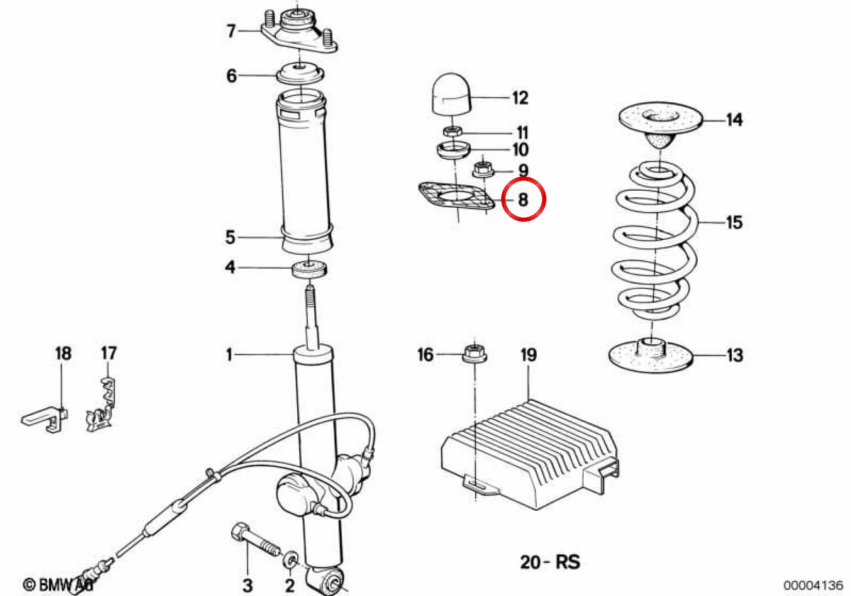 Lavaggio Oemeady 33526772864 per BMW E30, E36, E46, Z1, Z3, E85, E86. BMW originale.
