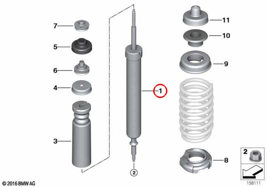 OEM rear shock absorber 33526772916 for BMW E91. Original BMW.