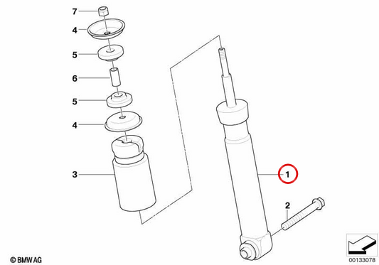 Amortecedor traseiro OEM 33526786524 para BMW E61. BMW genuíno.