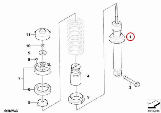 Absorbeur à amortisseur arrière OEM 33526786530 pour BMW E63, E64. BMW d'origine.