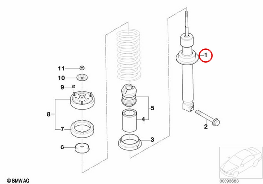 Absorbeur à amortisseur arrière OEM 33526786544 pour BMW E65, E66. BMW d'origine.