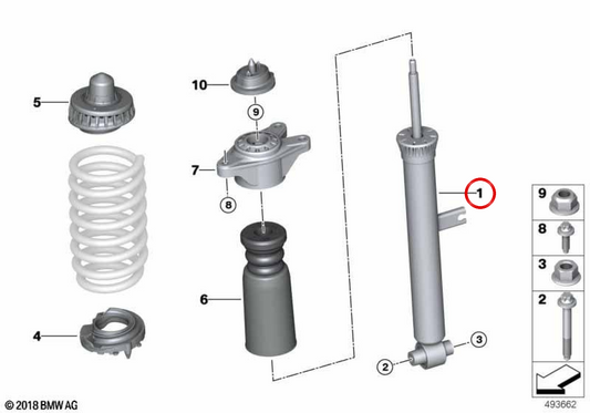 OEM rear shock absorber 33526879370 for BMW G21. Original BMW.