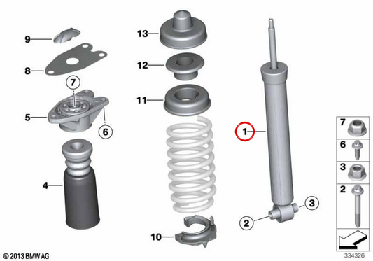 OEM Heck -Stoßdämpfer 33526880945 für BMW F20, F21. Original BMW.