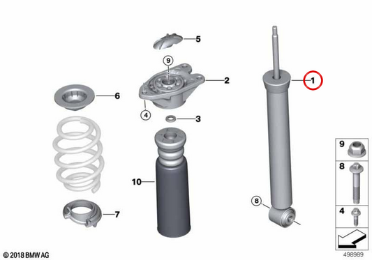 Assorbitore di ammortizzatore posteriore OEM 33526882851 per BMW F48. BMW originale.