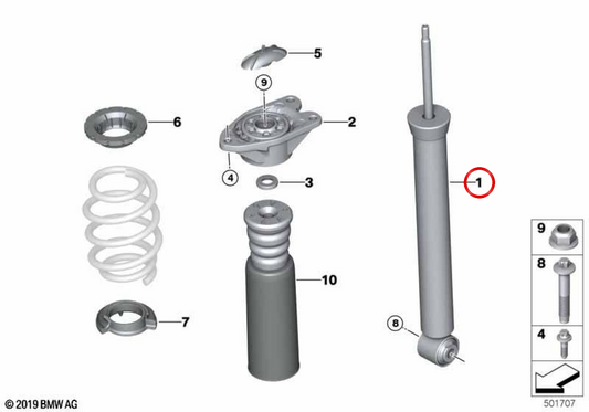 Amortecedor traseiro OEM 33526888423 para MINI Countryman F60, F60 LCI. MINI originais.