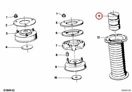 Amortecedor de suspensão traseira OEM 33531113645 para BMW E12. BMW genuíno.