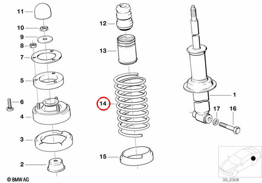 OEM 33531137166 Hinterradfeder für BMW E34. Original BMW.