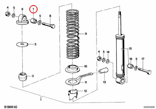 Silentblock OEM 33531230276 para BMW R50. Original BMW.