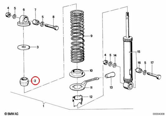 Suspension arrière du capuchon en caoutchouc OEM 33531230280 pour BMW R50. BMW original Motorrad.
