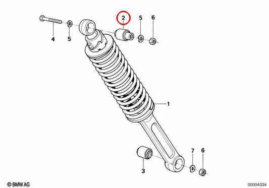 SilentBlock Superior OEM 33531457886 pour BMW Motorrad R 100 GS, R 100 GS PD, R 80 GS, R 80 GS PD (R247). BMW d'origine.