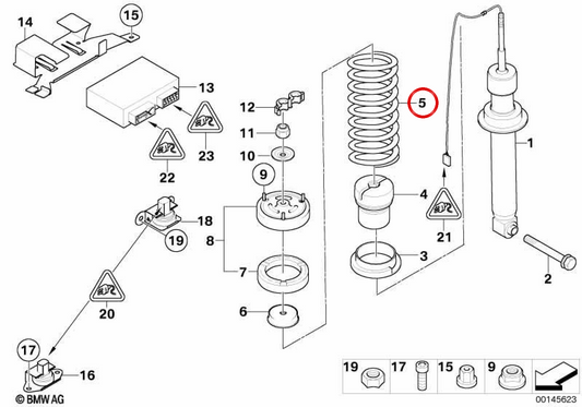 OEM 3353284089 Printemps à suspension arrière pour BMW E63, E64. BMW d'origine.