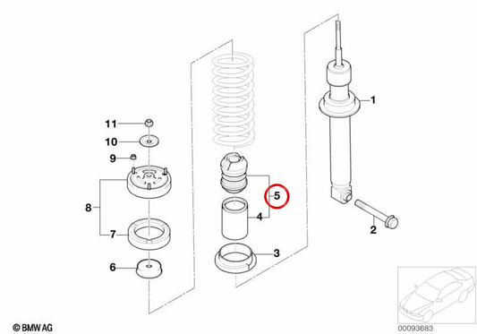 Amortecedor de suspensão traseira OEM 33536758088 para BMW E65, E66. BMW genuíno.