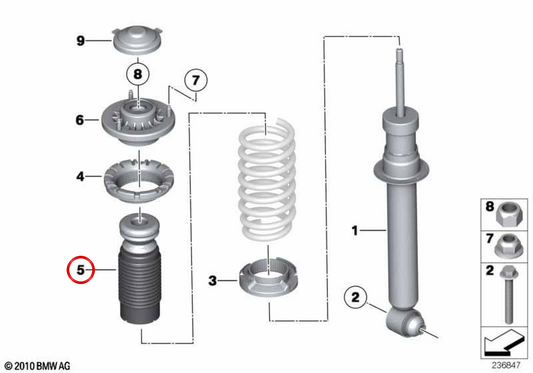 Arrêt de suspension arrière OEM 33536775755 pour BMW F12, F13. BMW d'origine.