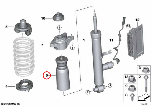 Amortecedor de suspensão traseira OEM 33536791515 para BMW F23, F30, F35, G20, G21, G23, G26, G29. BMW genuíno.