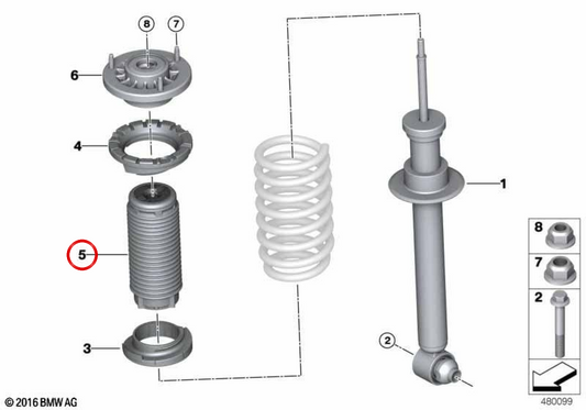 Suspension Tope OEM 33536866809 pour BMW G30, G31, G32, G16. BMW d'origine.