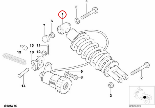 Molla ammortizzatore posteriore OEM 33537670414 per moto BMW K 1200 LT, K 1200 RS. BMW Motorrad originale.
