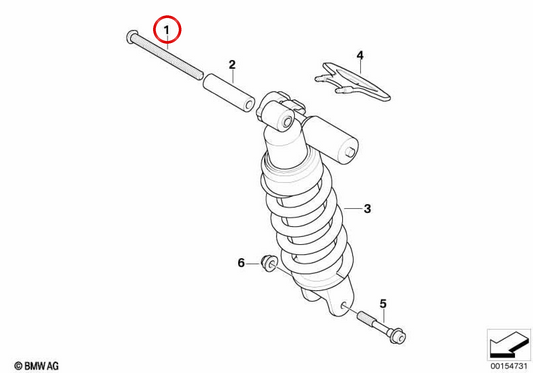 Tornillo cabeza cilíndrica trasero OEM 33537686514 para motos BMW F800GT, F800S, F800ST, F800R. Original BMW Motorrad.