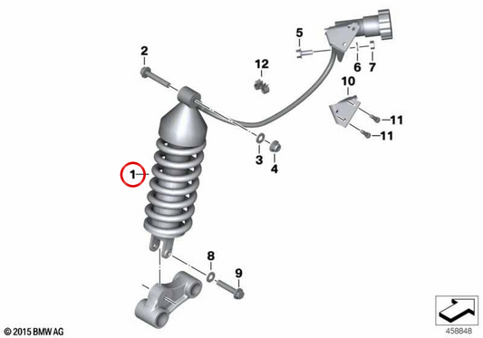 Ressort d'amortisseur arrière OEM 33537728374 pour motos BMW F 650 GS, G 650 GS. BMW Motorrad d'origine.
