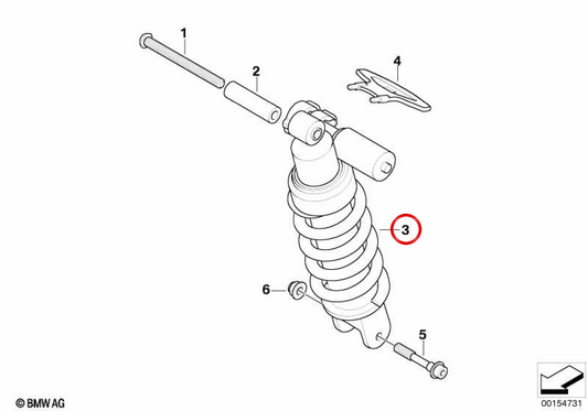 OEM 33537729301 Spring posteriore per BMW F 800 S BMM, F 800 ST, F 800 GT. BMW MOTORAD originale.