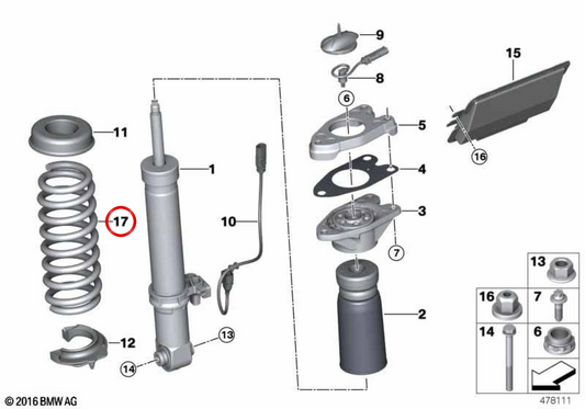 OEM rear spring 33537857313 for BMW F83. Original BMW.