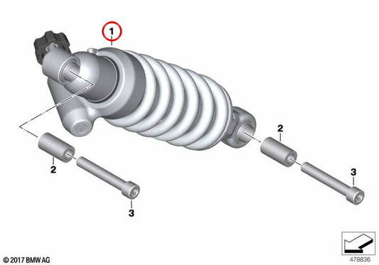 Gruppo telescopico posteriore OEM 33545A6B428 per moto BMW F 900 R, F 900 XR... e altro ancora. BMW Motorrad originale.
