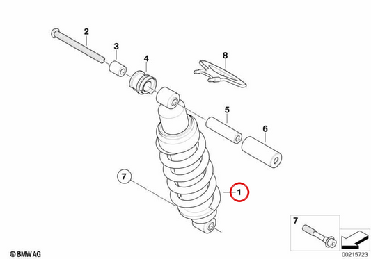 Molla ammortizzatore posteriore OEM 33548528647 per moto BMW F800GS, F800GS Adventure... e altro ancora. BMW Motorrad originale.
