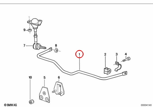 Silentblock OEM Stabilisator Bar 33551136640 für BMW Z1 (E30). Original BMW.