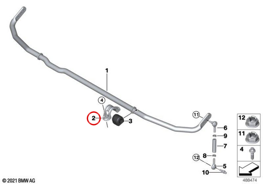 Suporte estabilizador OEM 33552284619 para BMW E46. BMW genuíno.