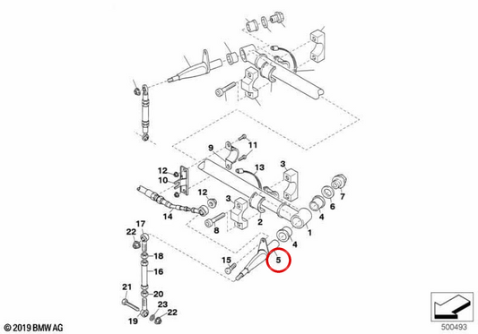 Gummiunterstützung für die Hinterradaufhängung OEM 33552486242 für BMW E81, E82, E87, E88, E90, E91, E92, E93, F20, F21, F22, F23, F30, F31, F32, F33, F34, F35, F35. Original BMW.