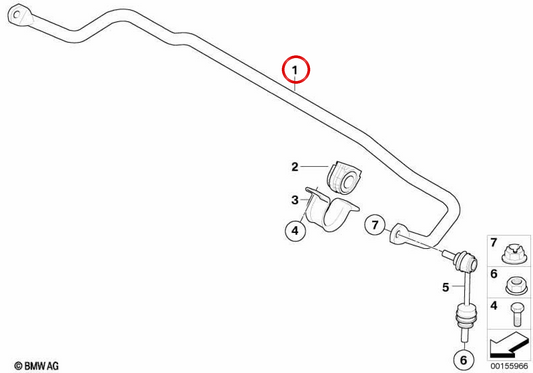 Barre de stabilisation arrière OEM 33556783041 pour BMW E70, E71. BMW d'origine.