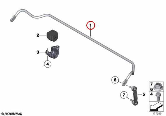 Barra stabilizzatore posteriore OEM 3355678860 per BMW F07, F11. BMW originale.