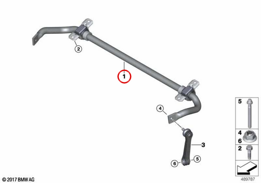 Barra stabilizzatore posteriore OEM 33557856913 per BMW F90. BMW originale.