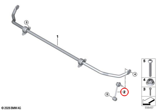 Bieleta de suspensión trasera OEM 33558090203 para BMW F97, F98. Original BMW.